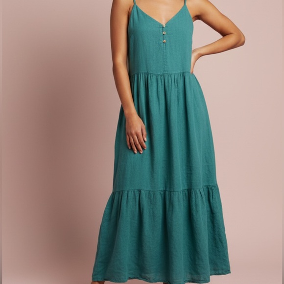 Luna Allegra Dresses & Skirts - Luna Allegra Teal Sleeveless‎ Tiered Line Blend Maxi Dress Women's Size Medium